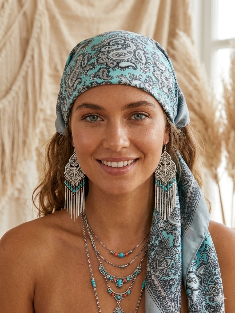 Paisley boho scarf/wrap w shabby chic hippy Gypsy vibe